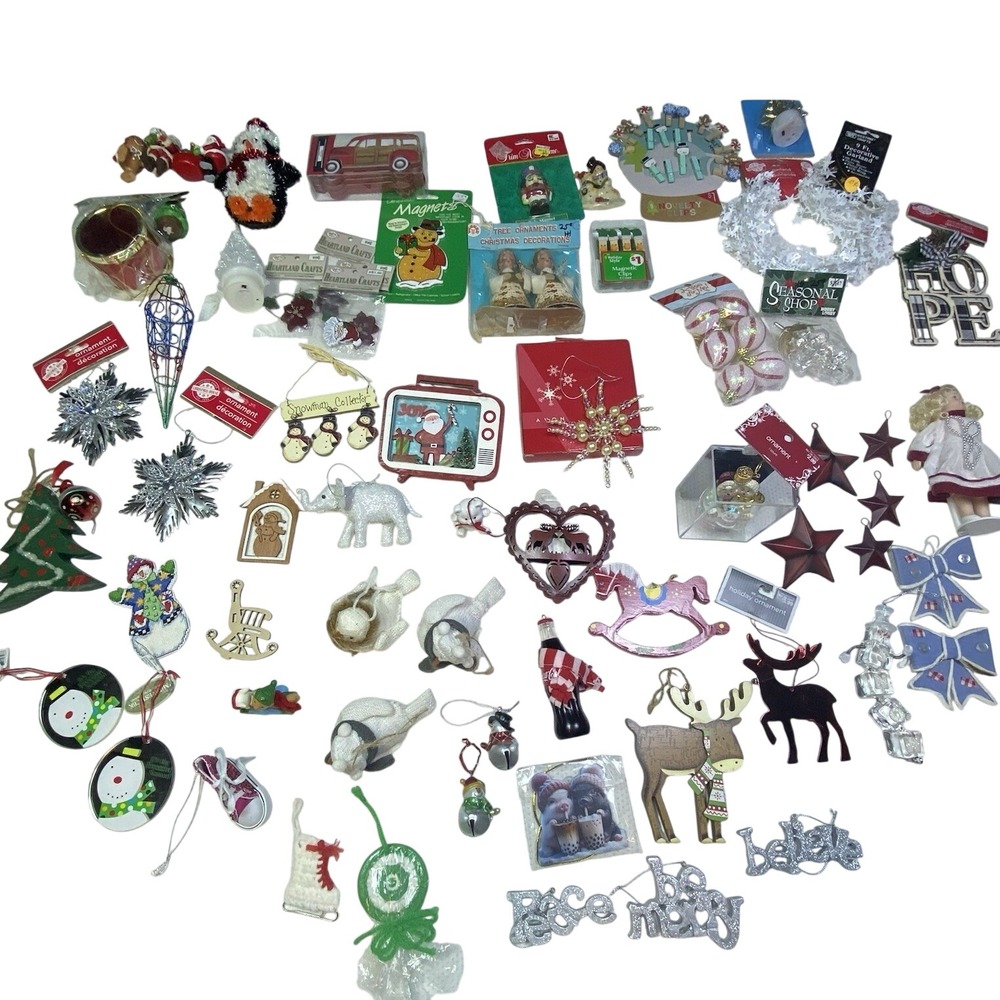 Huge Lot Of Various Shaped & Sized Holiday Christmas Ornaments & Decorations